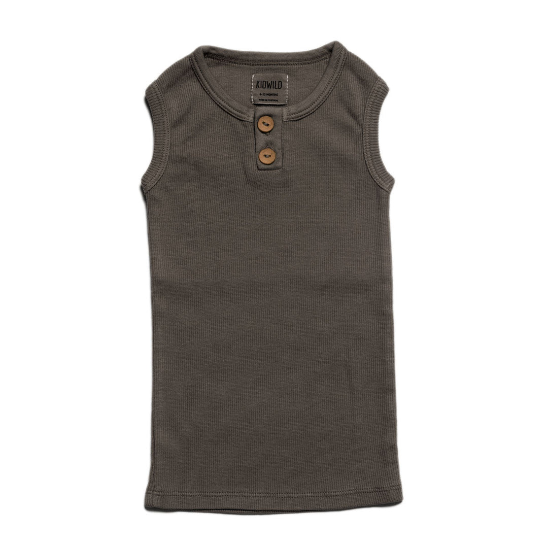 Organic Vintage Henley Tank - Slate