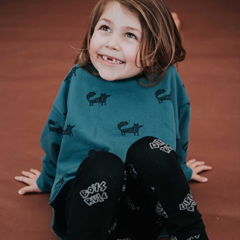 Sweatshirt Fox Print - Pine Green