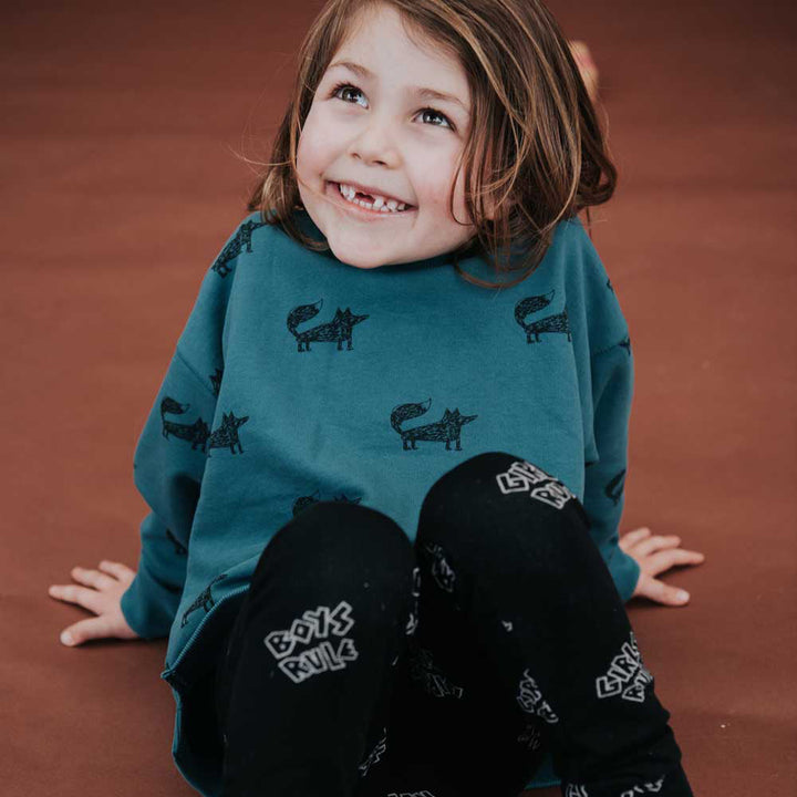 Sweatshirt Fox Print - Pine Green
