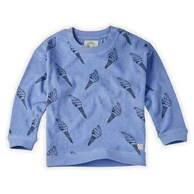 Sweatshirt Terry Print Ice Cream - Bright Blue