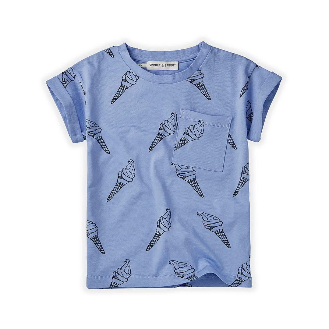 T-Shirt Print Ice Cream - Bright Blue
