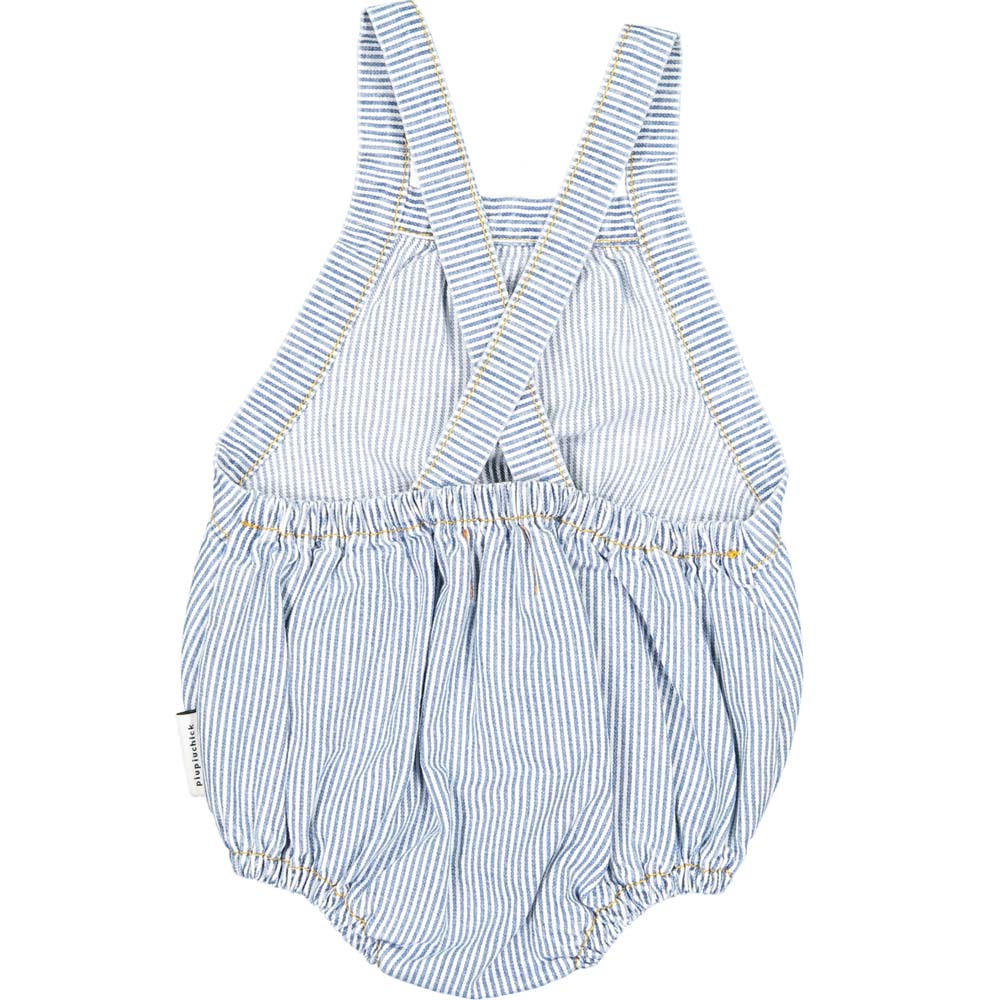 Baby Romper - Washed Little Stripes Denim