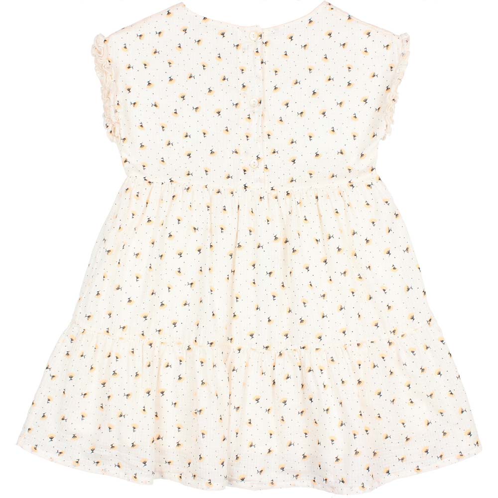 Tiered Floral Spring Cap Sleeveless Dress - Talc