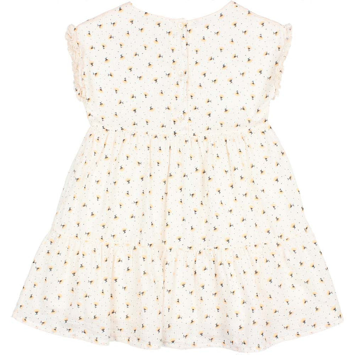 Tiered Floral Spring Cap Sleeveless Dress - Talc