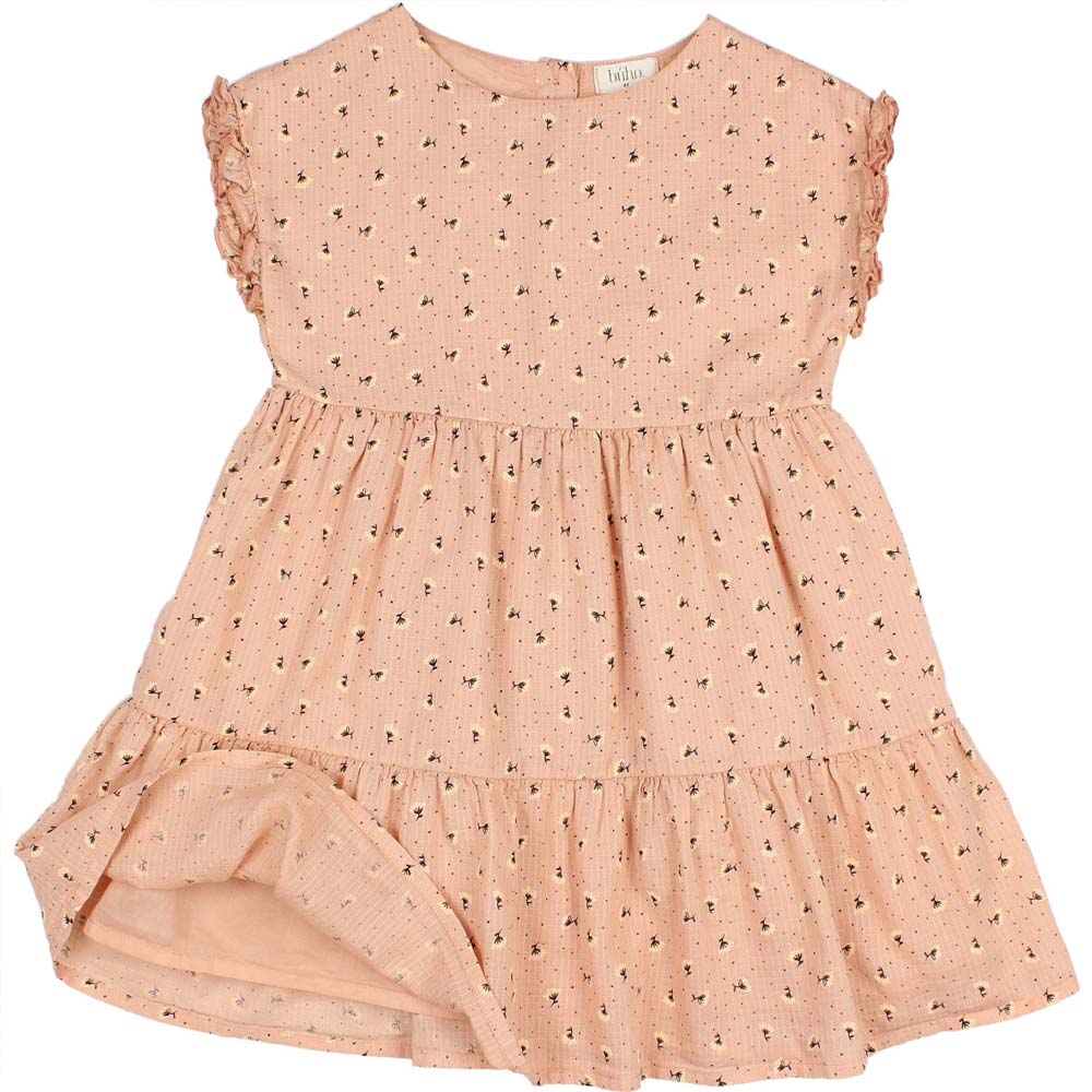Tiered Floral Spring Cap Sleeveless Dress - Antic Rose