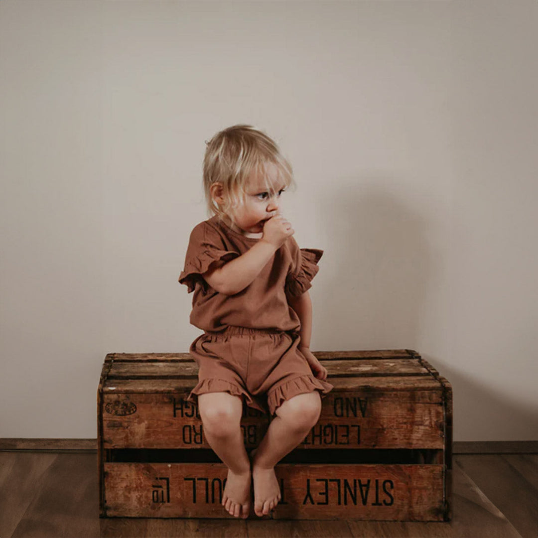 The Frill Linen Short - Cinnamon