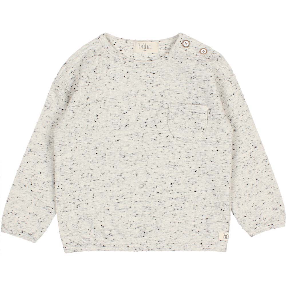 Jersey Sweatshirt with Button Shoulder - Light Gray