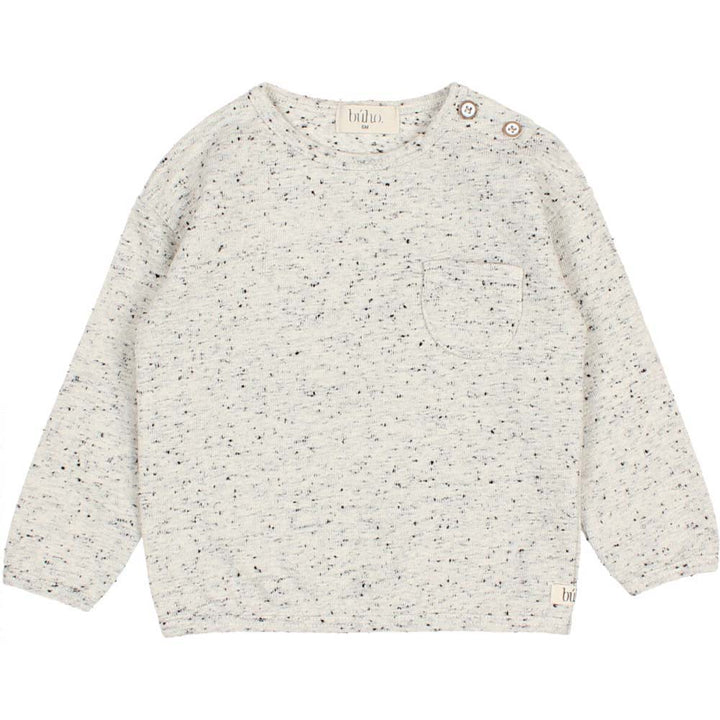Jersey Sweatshirt with Button Shoulder - Light Gray