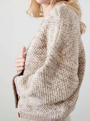 Box Bomber Cardigan - Sandstone