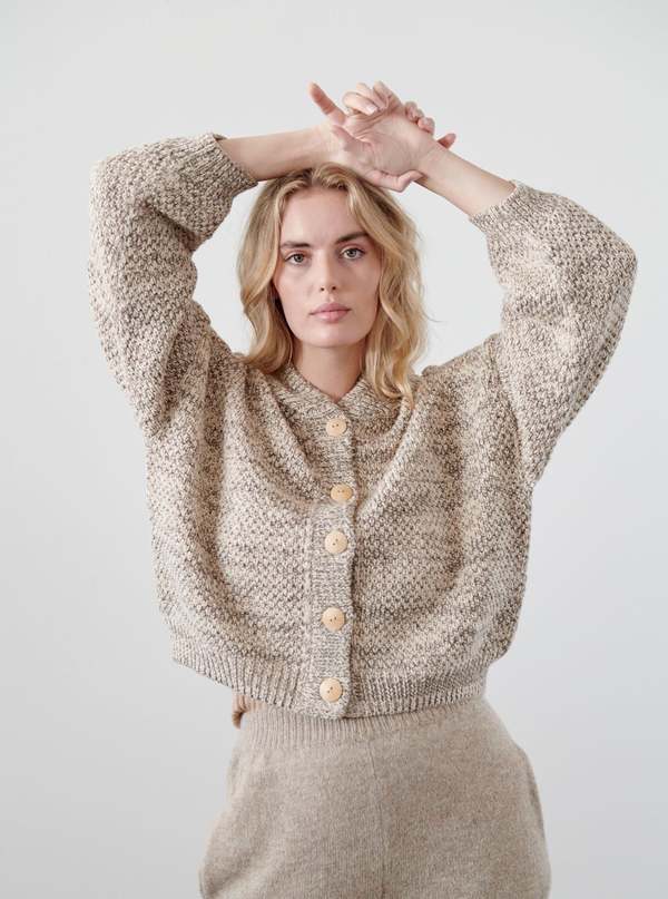 Box Bomber Cardigan - Sandstone