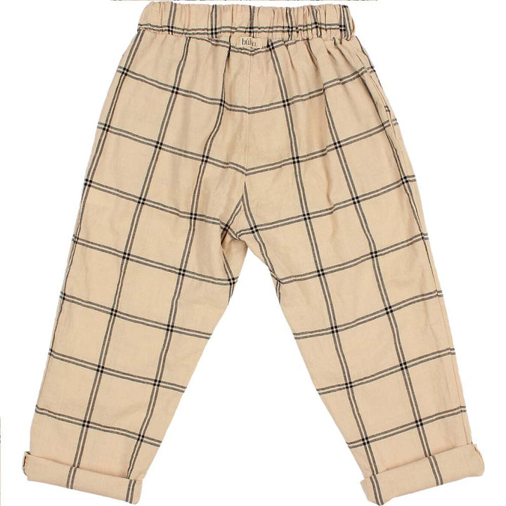 Cotton Plaid Rolled Hem Pant - Biscotto