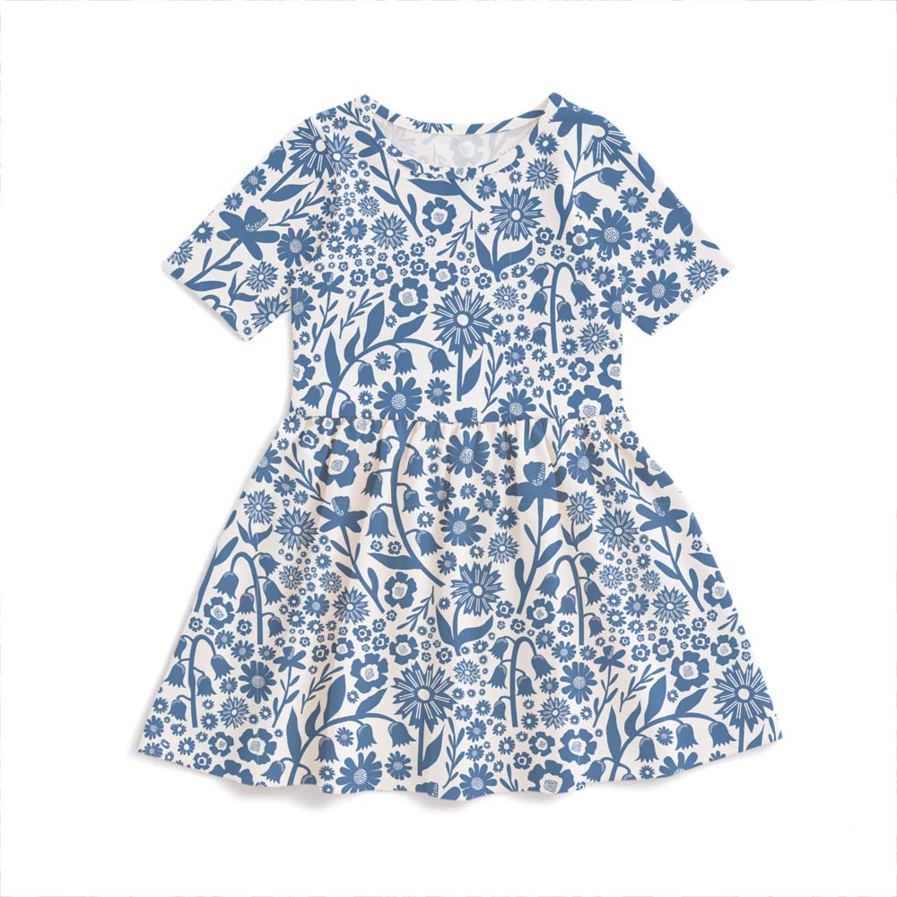Alberta Dress - Dutch Floral Delft Blue