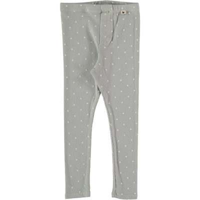Kids Organic Ribbed Dotted Leggings - Light Grey