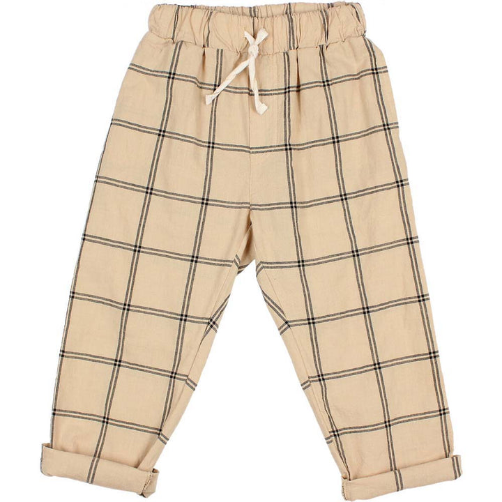 Cotton Plaid Rolled Hem Pant - Biscotto