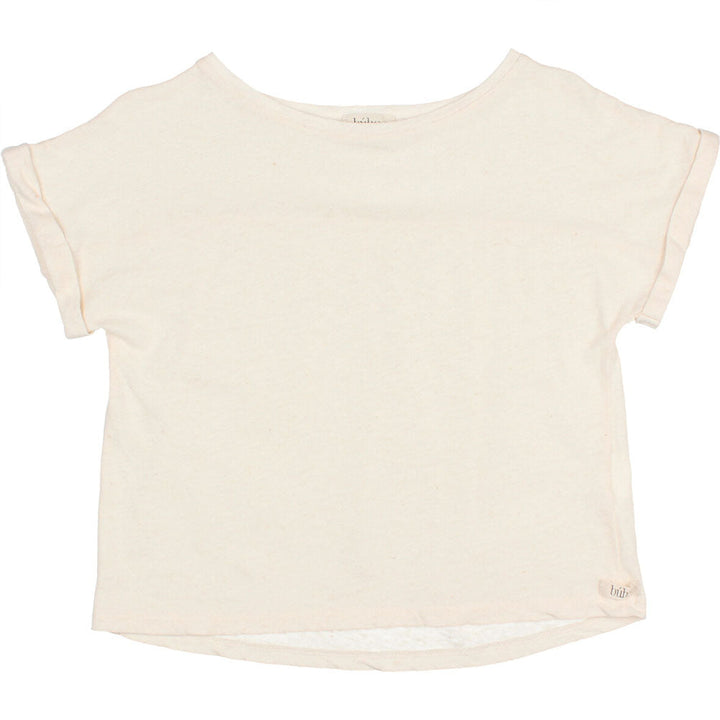Rolled Sleeve Linen Tee Shirt - Talc