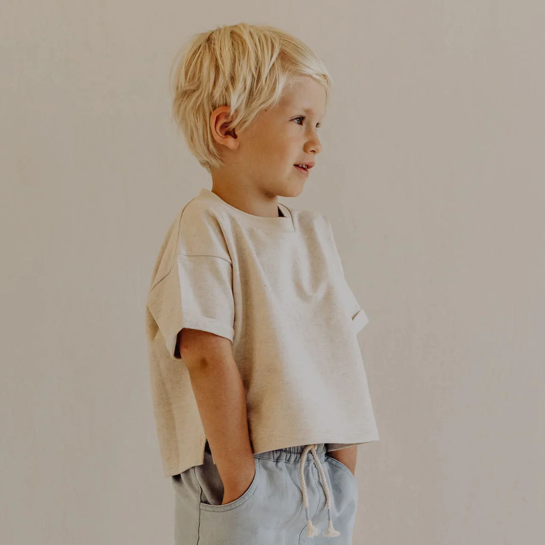 Organic Boxy Tee -  Oatmeal Melange