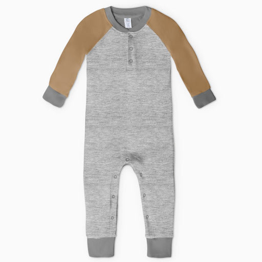 Brix Henley Romper - Heather Grey/Amber