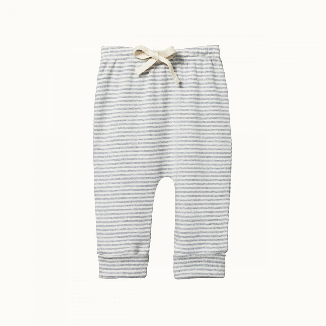 Cotton Drawstring Pants - Grey Marl Stripe