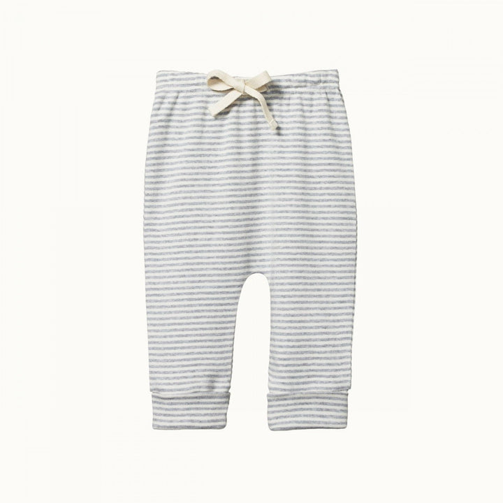 Cotton Drawstring Pants - Grey Marl Stripe