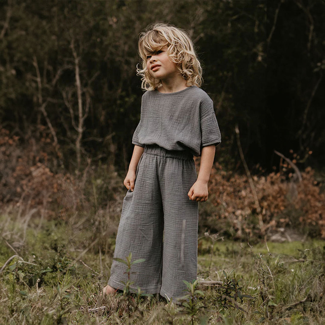 The Muslin Top - Lead Gray