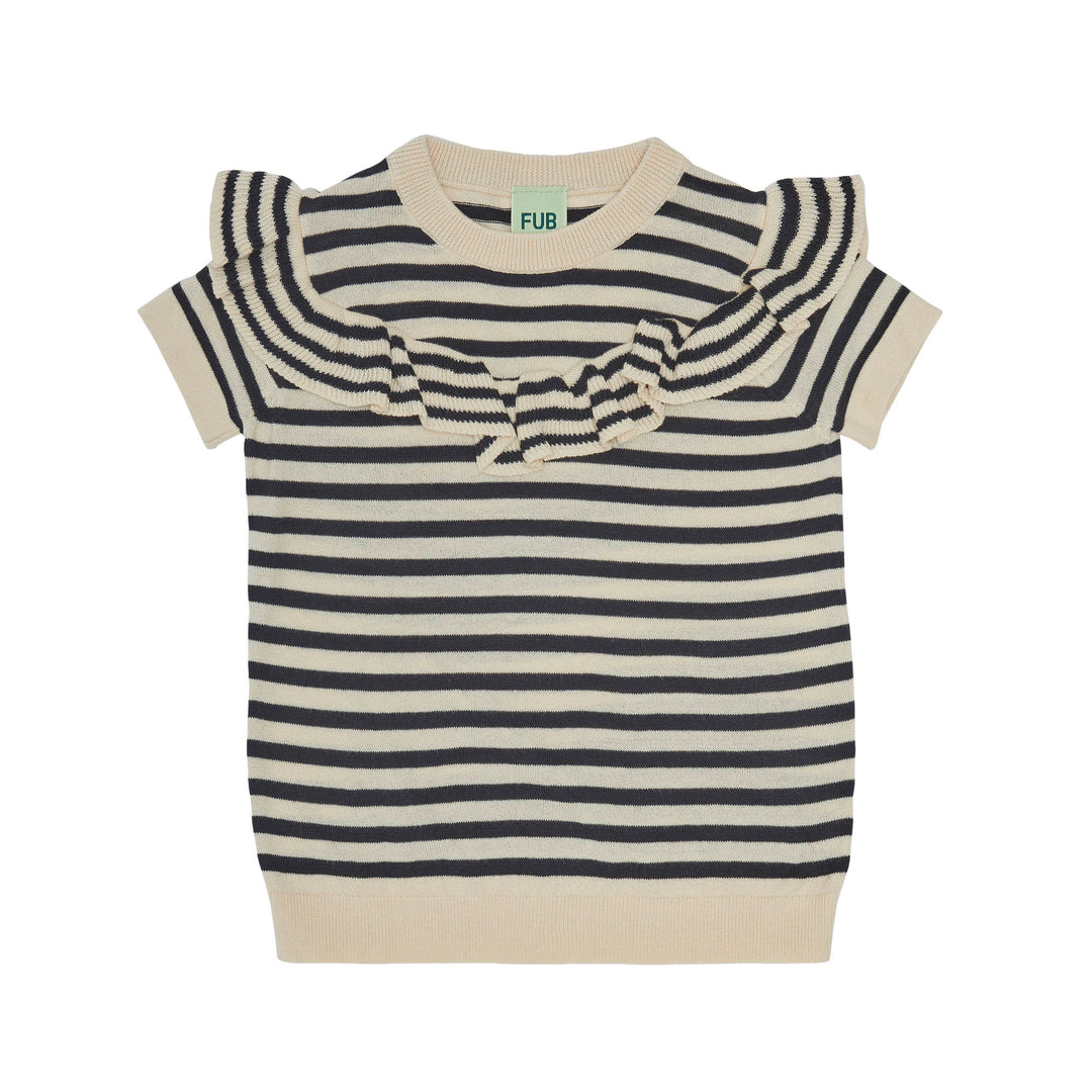 Frill T-Shirt - Ecru/Dark Navy