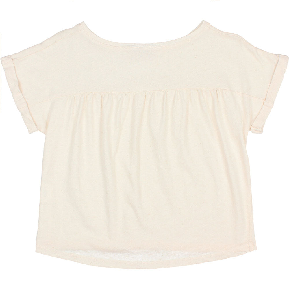 Rolled Sleeve Linen Tee Shirt - Talc