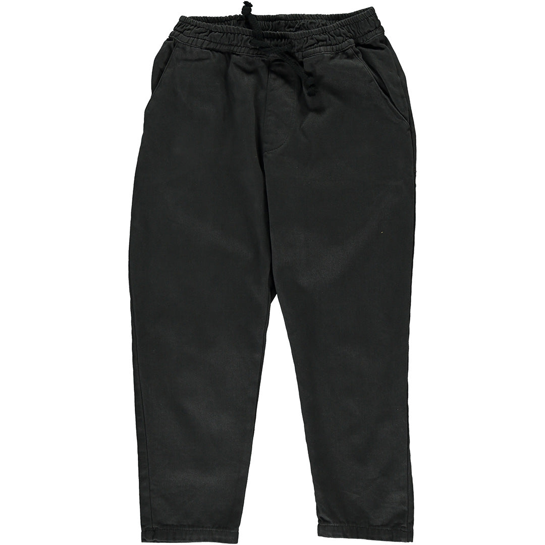 Kids Twill Drawstring Trousers - Dark Grey