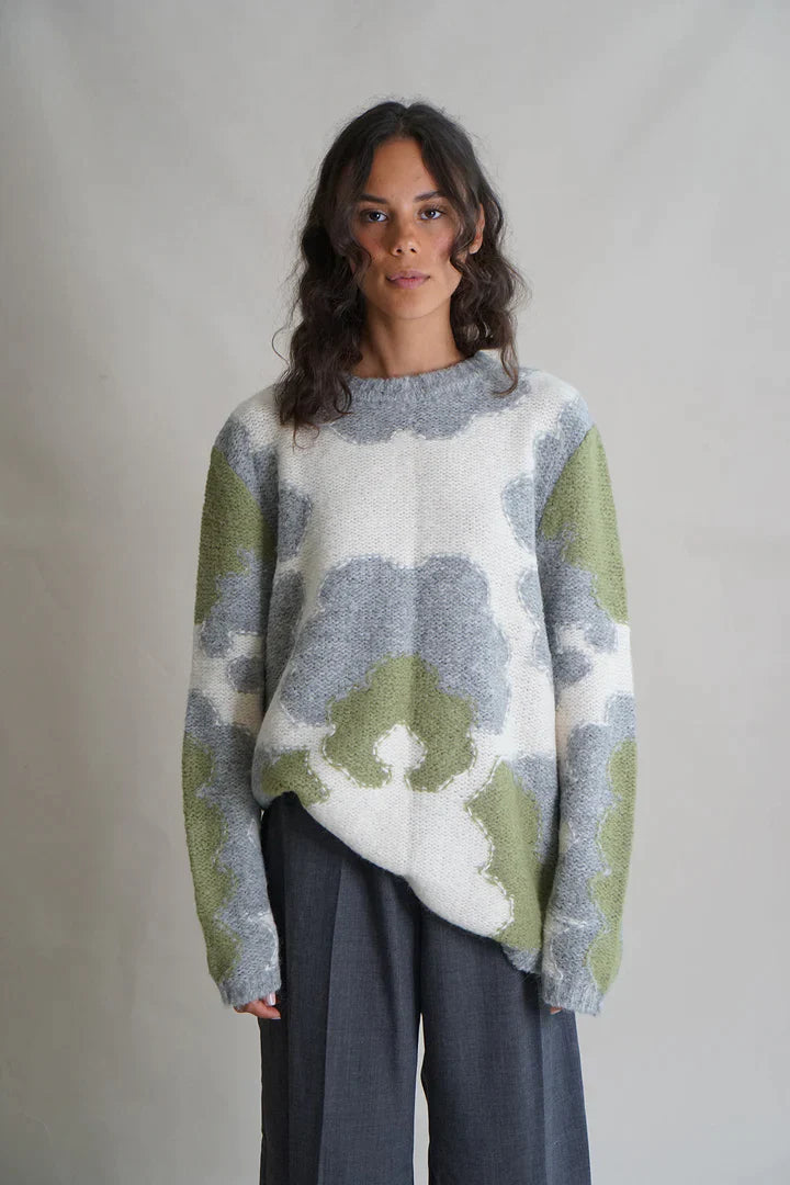 Mid Century Motif Intarsia Jumper - Sand