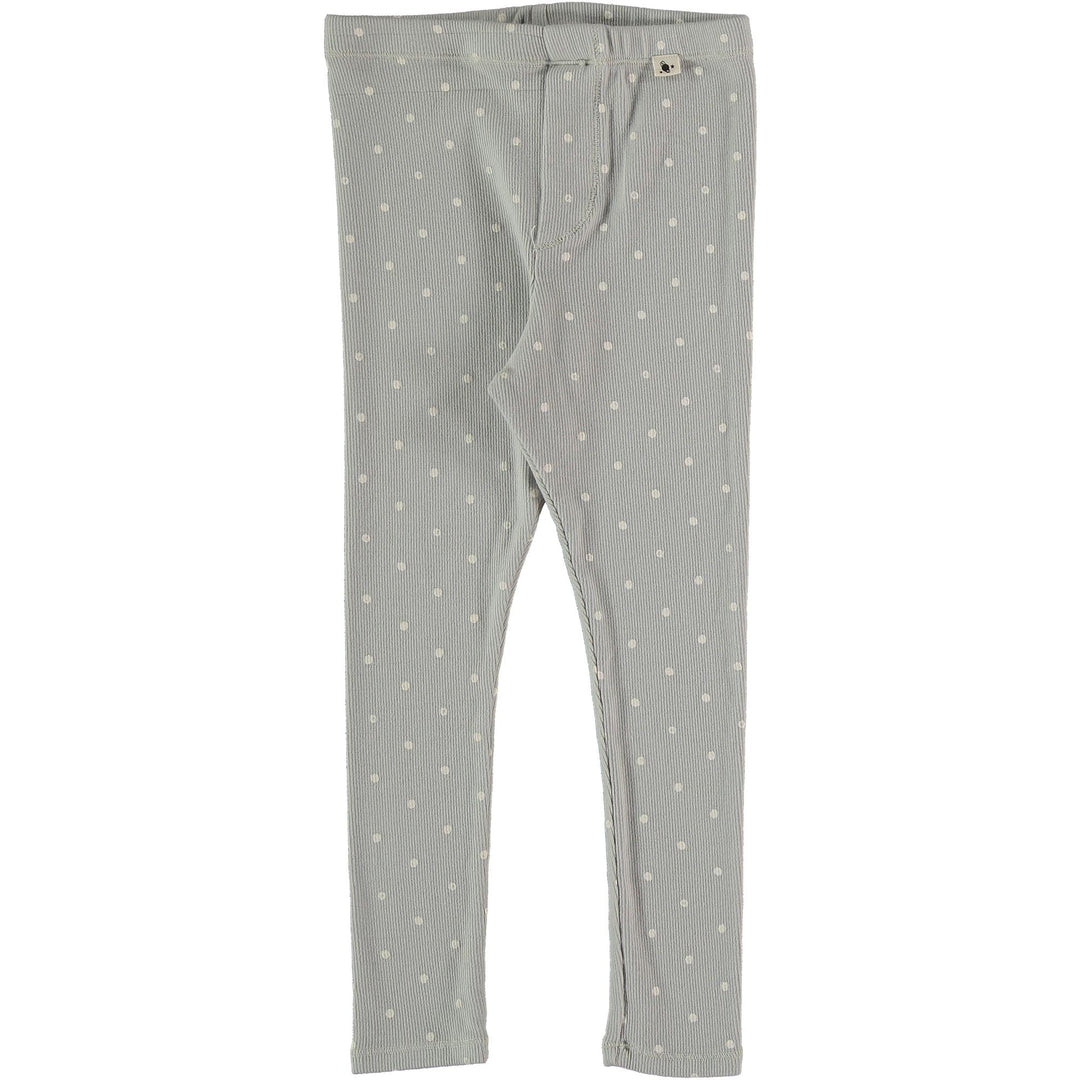 Kids Organic Ribbed Dotted Leggings - Light Grey