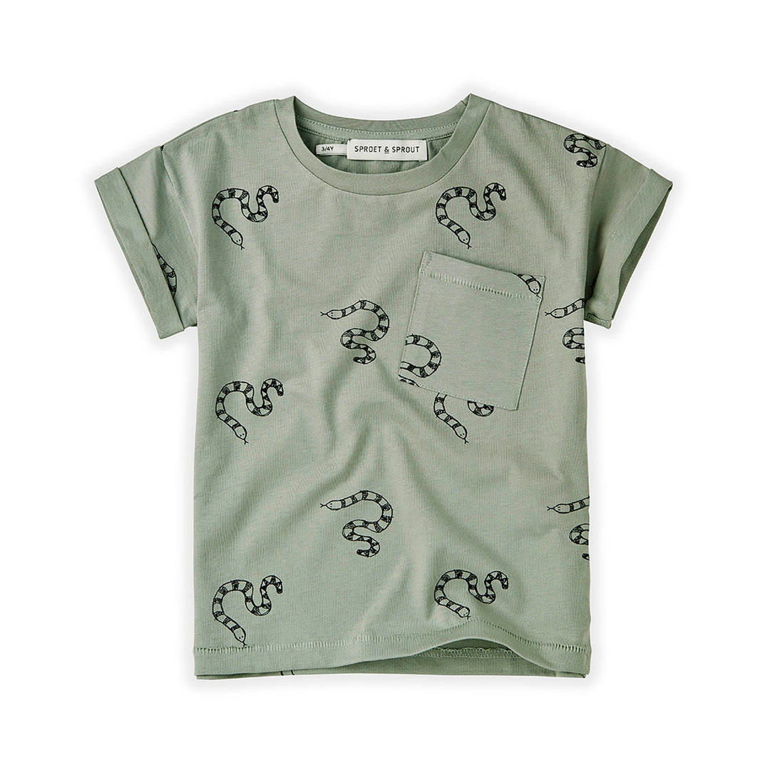 T-Shirt Print Snake - Eucalyptus