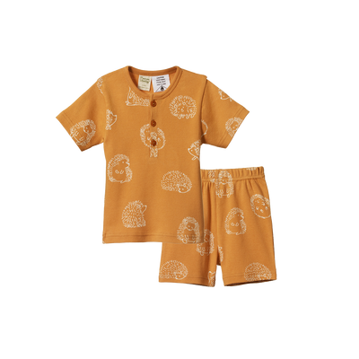 Short Sleeve Pajama Set - Happy Hedgehog Sleepwear Print