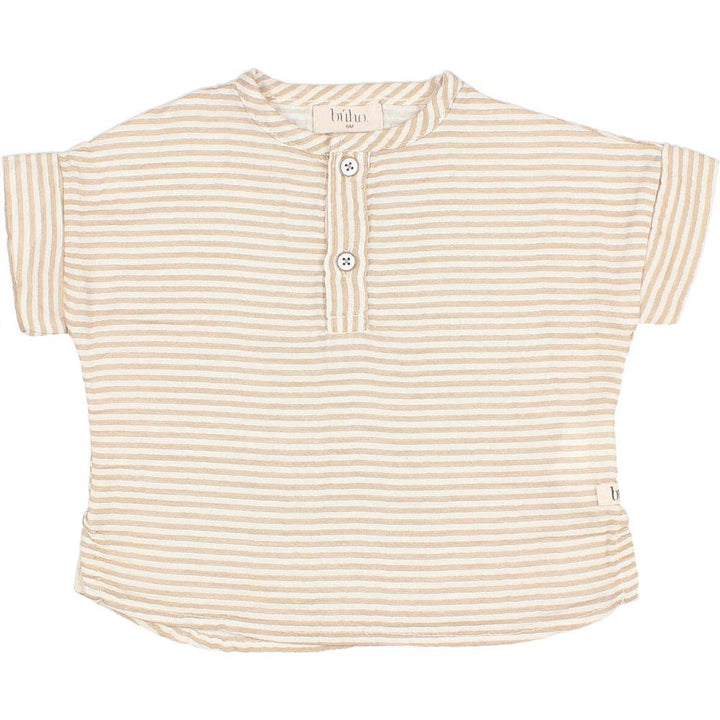 Cuff Sleeve Shirt and Bloomer Set - Sand Stripes