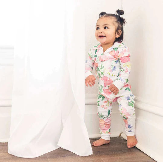 Footless Pajama Onesie - Watercolor Floral