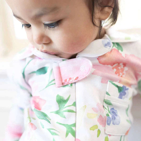 Footless Pajama Onesie - Watercolor Floral