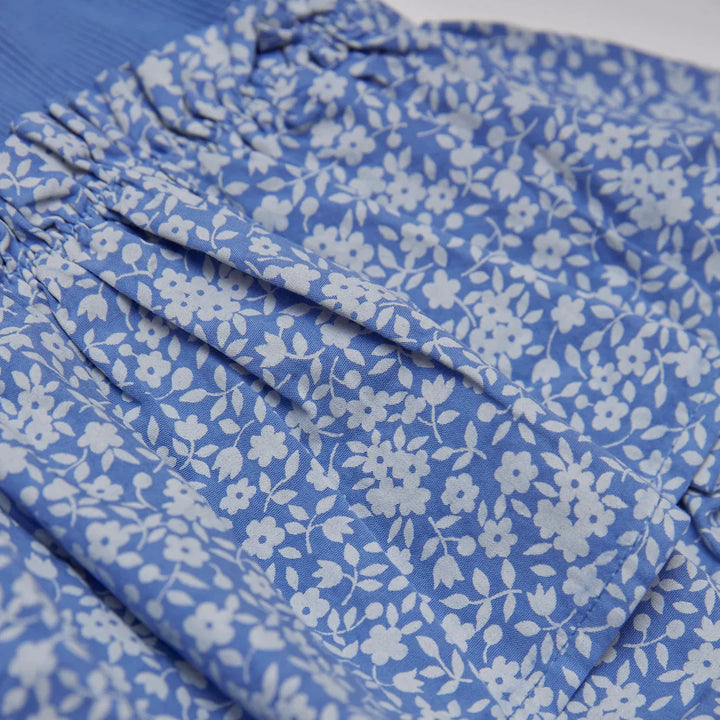 Organic Cotton Floral Romper - Royal Blue