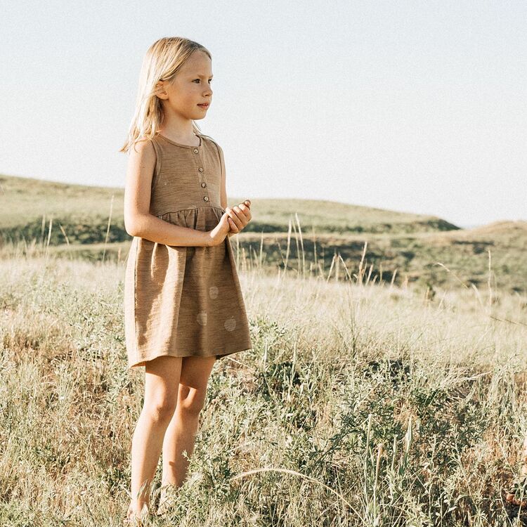 Organic Tank Dress - Apple Pear AOP - Brick
