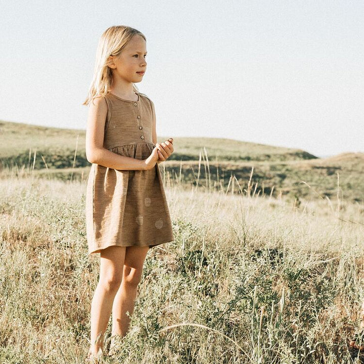 Organic Tank Dress - Apple Pear AOP - Brick