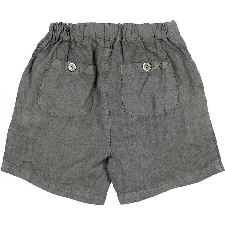 Button Linen Short Pants with Pockets - Graphite