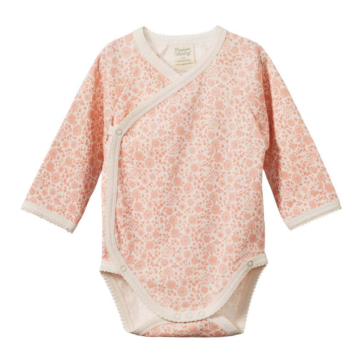 Long Sleeve Kimono Bodysuit & Footed Rompers - Willow Daphne Print