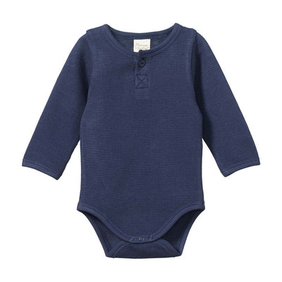 Waffle Henley Long Sleeve Bodysuit - Night