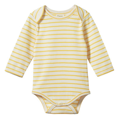Cotton Long Sleeve Bodysuit - Sunshine Sailor Stripe