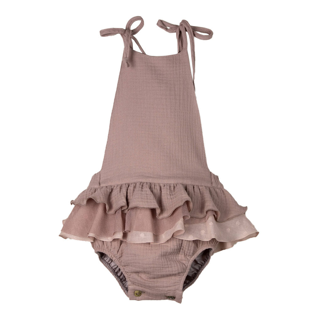 Romper Suit With Frill - Pink