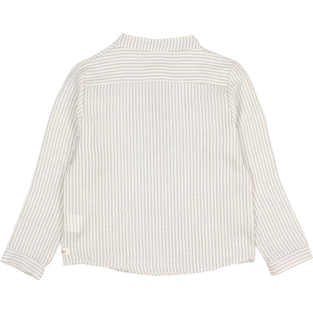 Half Button Stripes Shirt - Light Grey