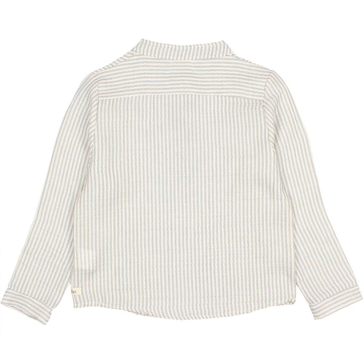 Half Button Stripes Shirt - Light Grey