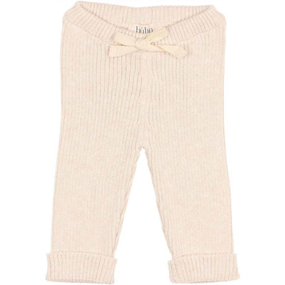 Newborn Sweater Knit Legging with Cuff - Cream Pink