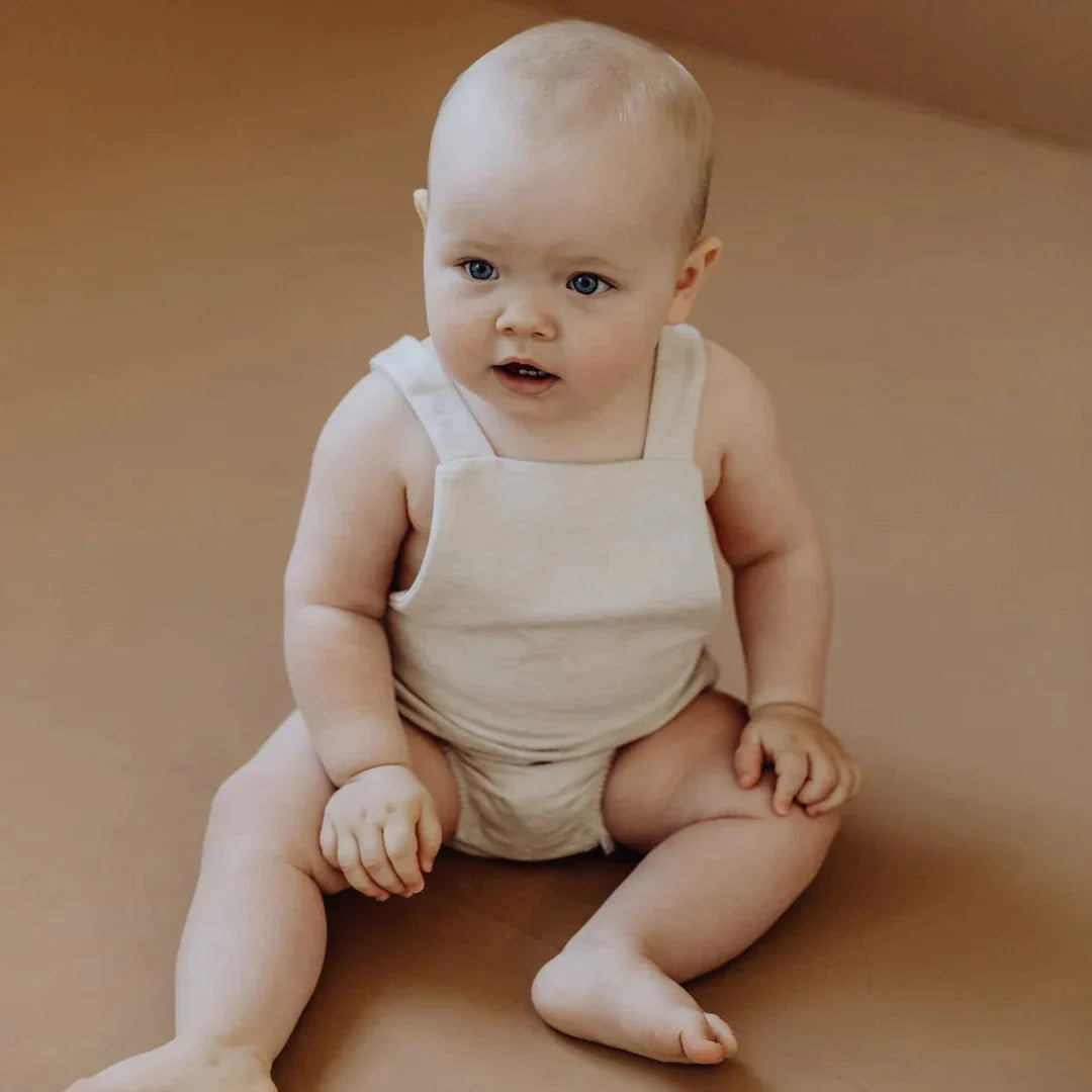 Organic Strap Romper -  Oatmeal Melange