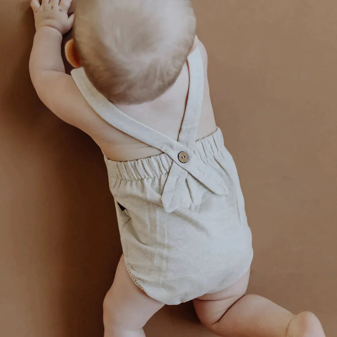 Organic Strap Romper -  Oatmeal Melange