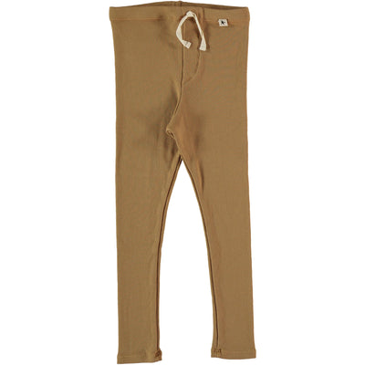 Kids Organic Cotton Ribbed Leggings - Peanut