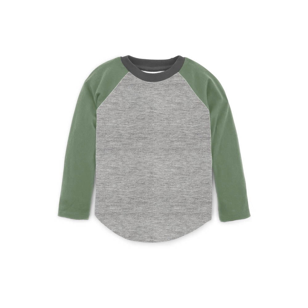 Louie Baseball Tee - Thyme/Heather Grey