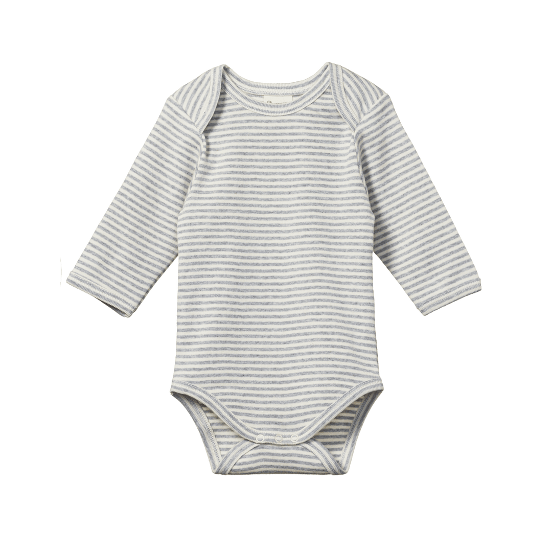Long Sleeve Bodysuit - Grey Marl Stripe